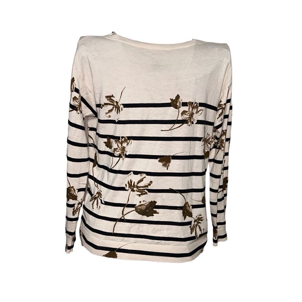 Beautiful Rare Vintage RALPH LAUREN striped with‎ floral details pullover BLOUSE